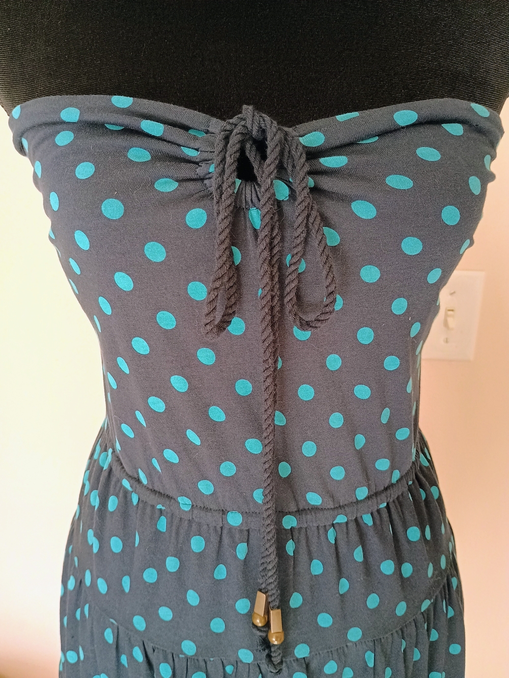 Juicy Couture Navy Dress with Teal Polka Dots - Picture 4 of 6